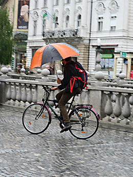 Rainy day bicyclist